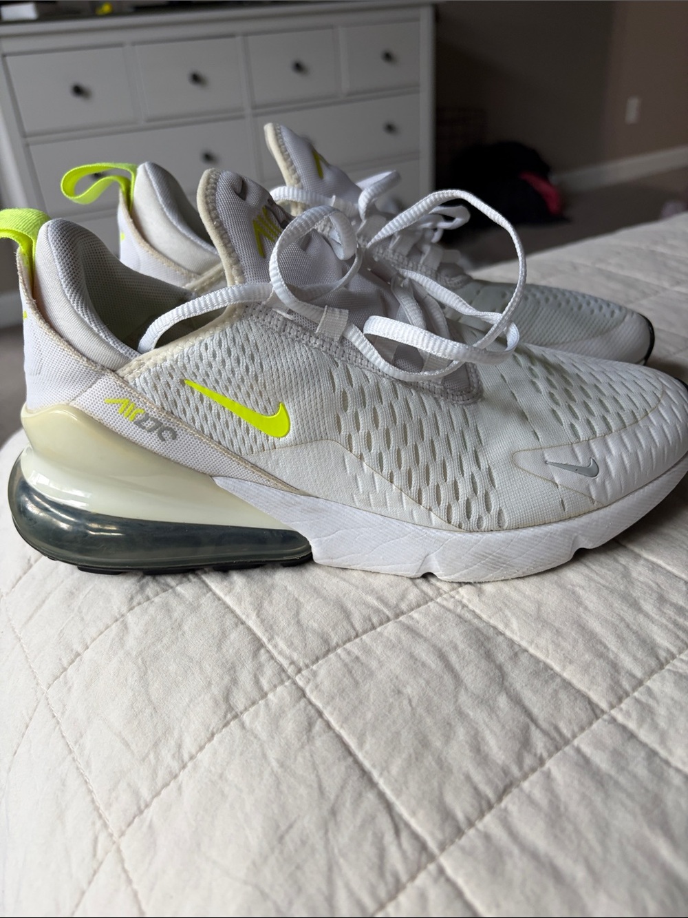 Nike Kids White & Volt Air Max 270 Style Sneaker